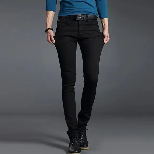 SchattenJeans Herren Frühling Sommer Slim-Fit-Denim-Jeans in Schwarz Grau Blau