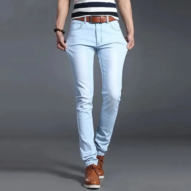 SchattenJeans Herren Frühling Sommer Slim-Fit-Denim-Jeans in Schwarz Grau Blau