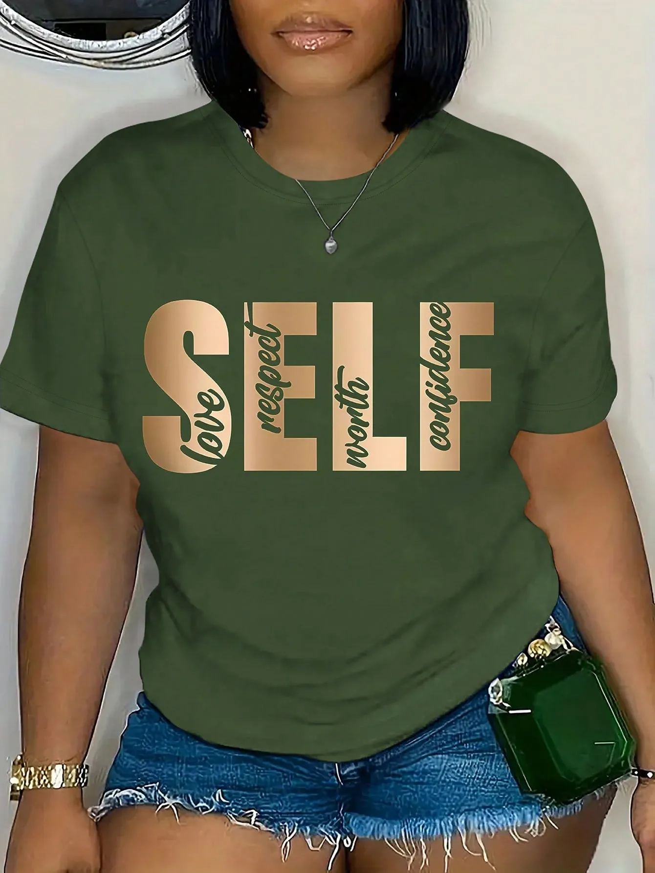 SELF LETTER GRAPHIC TEE - PLUS SIZE