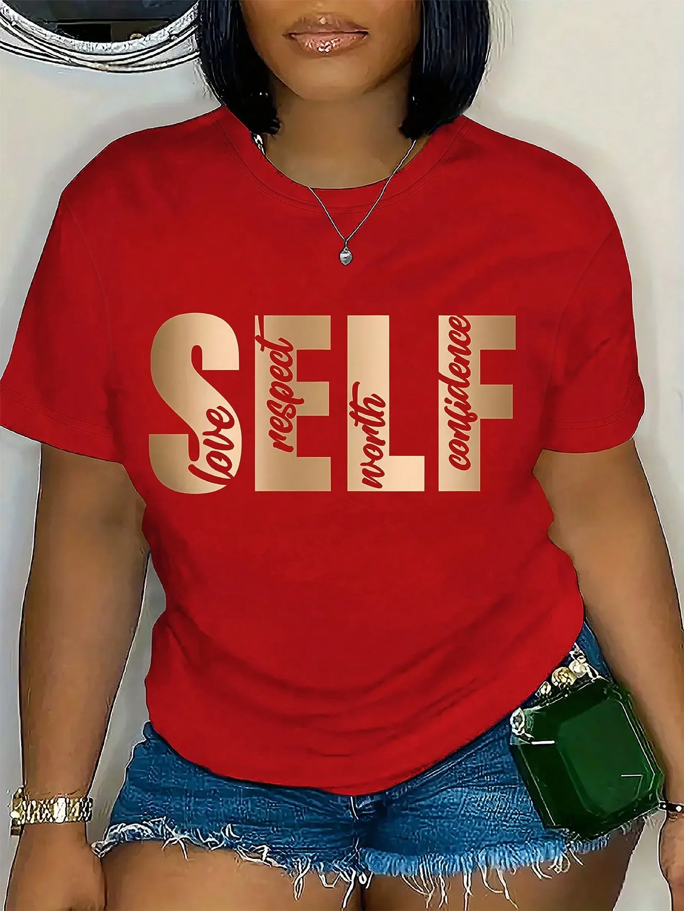 SELF LETTER GRAPHIC TEE - PLUS SIZE