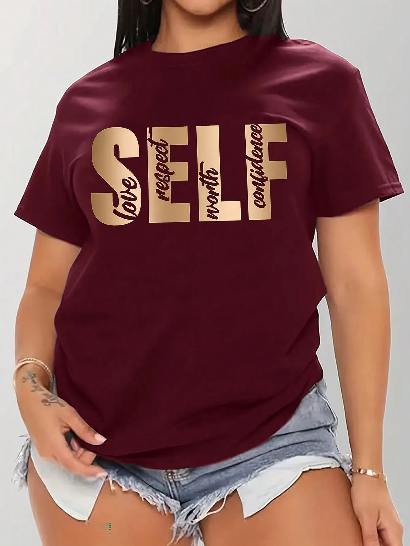 SELF LETTER GRAPHIC TEE - PLUS SIZE