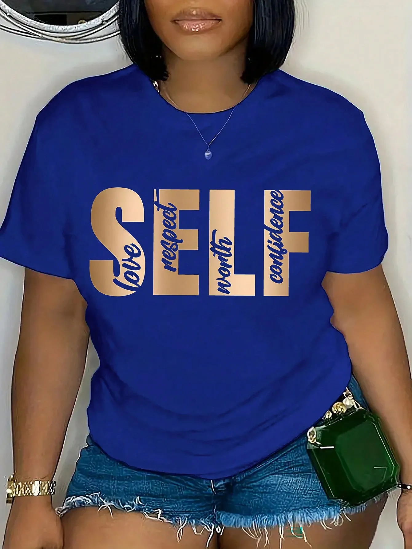 SELF LETTER GRAPHIC TEE - PLUS SIZE