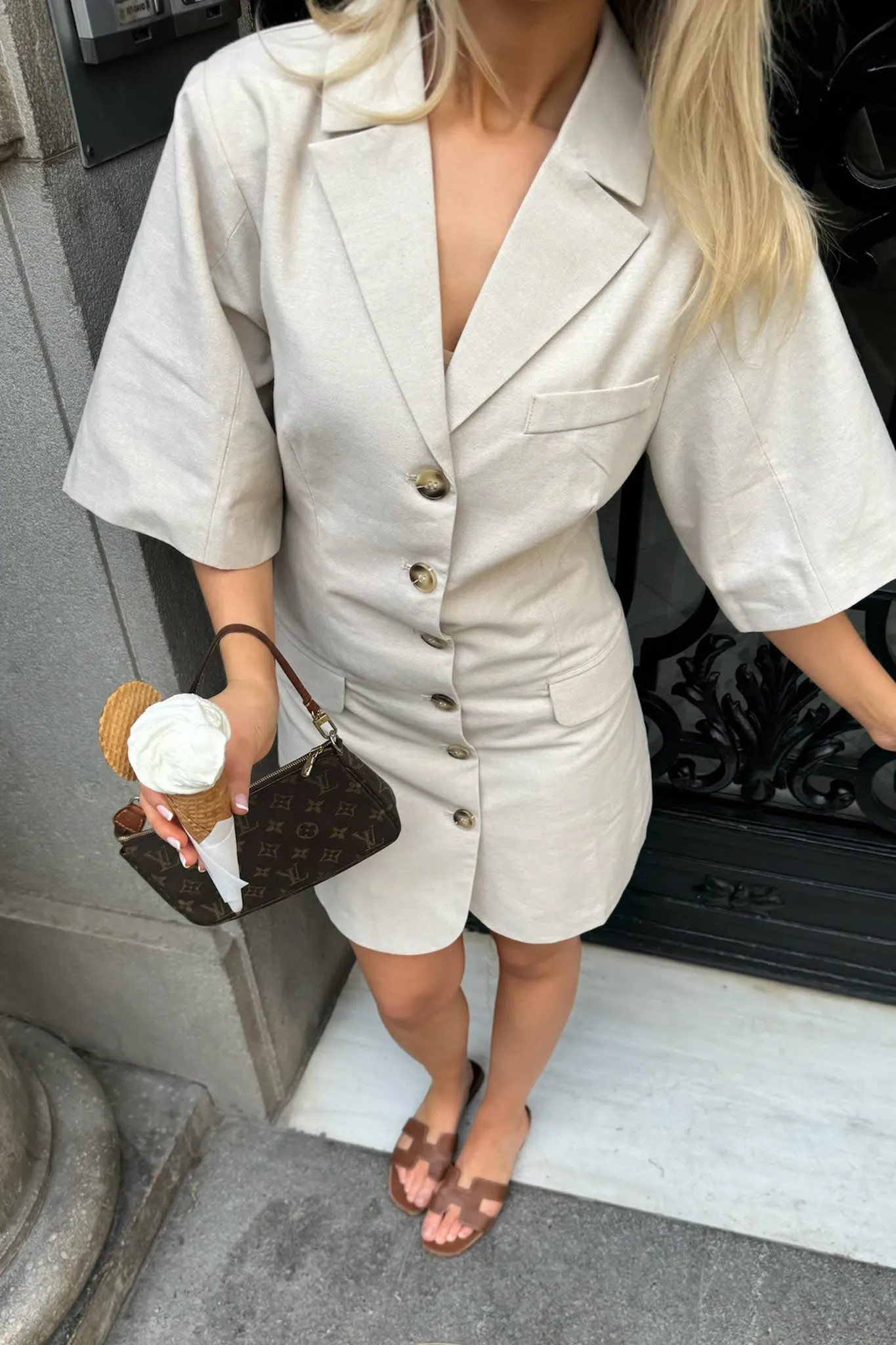 SelmaIC Blazer Kjole - Beige Hør