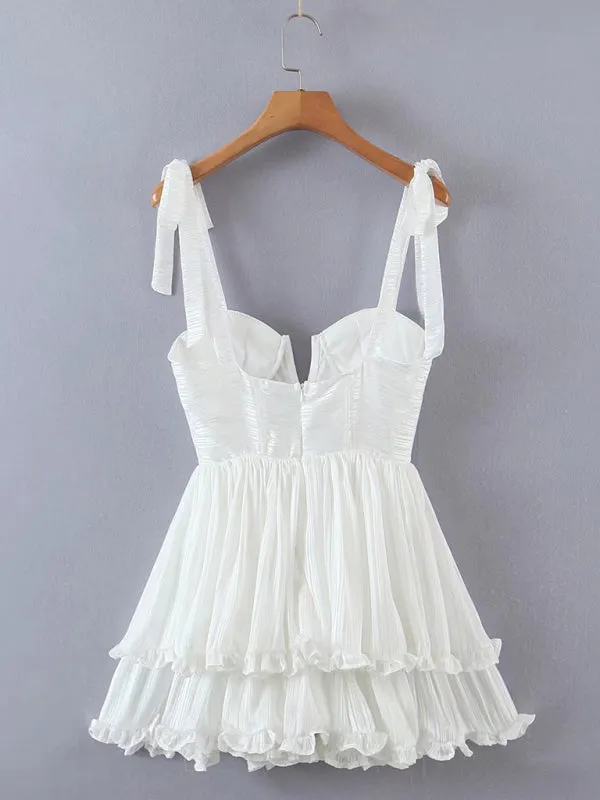 Sexy Casual Kendra Short Ruffle Dress three-color three-layer colorful silk chiffon pleated dress