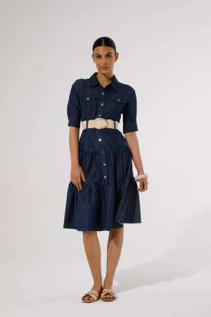 Shirt style dress in soft denim