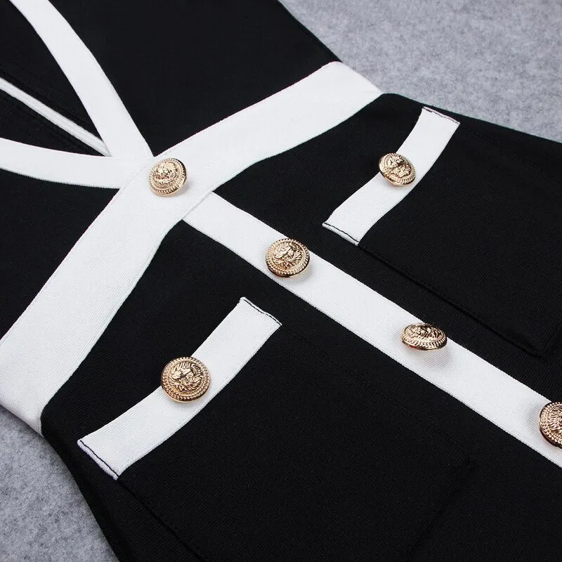 Short Sleeve Sexy Deep V-neck Buttons Vestido Party Mini Dress