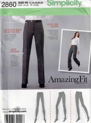 Simplicity 2860 Womens Amazing Fit Pants Out Of Print Sewing Pattern Size 14 - 22 UNCUT Factory Folded