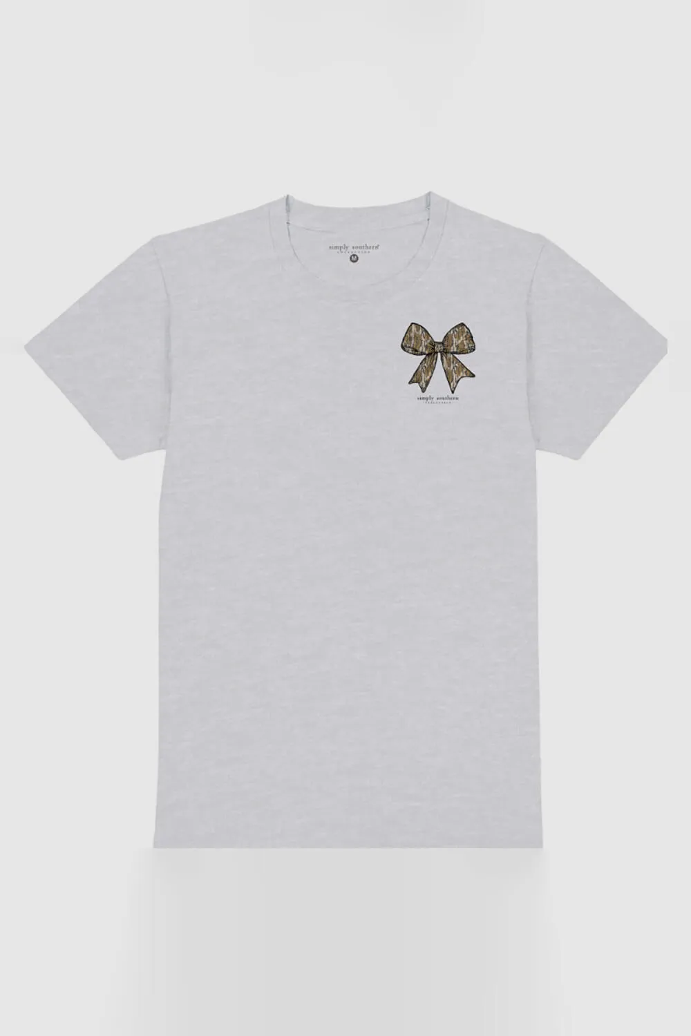 Simply Southern Camo Bow T-Shirt for Women in Ash Grey | SS-CAMOBOW-ASHGRY