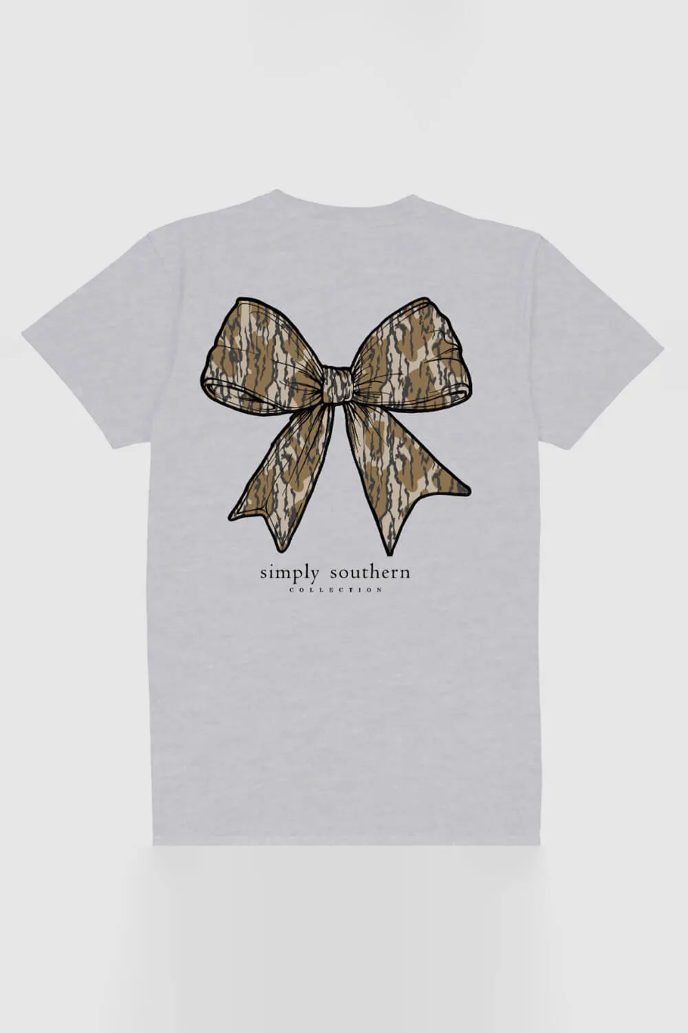 Simply Southern Camo Bow T-Shirt for Women in Ash Grey | SS-CAMOBOW-ASHGRY