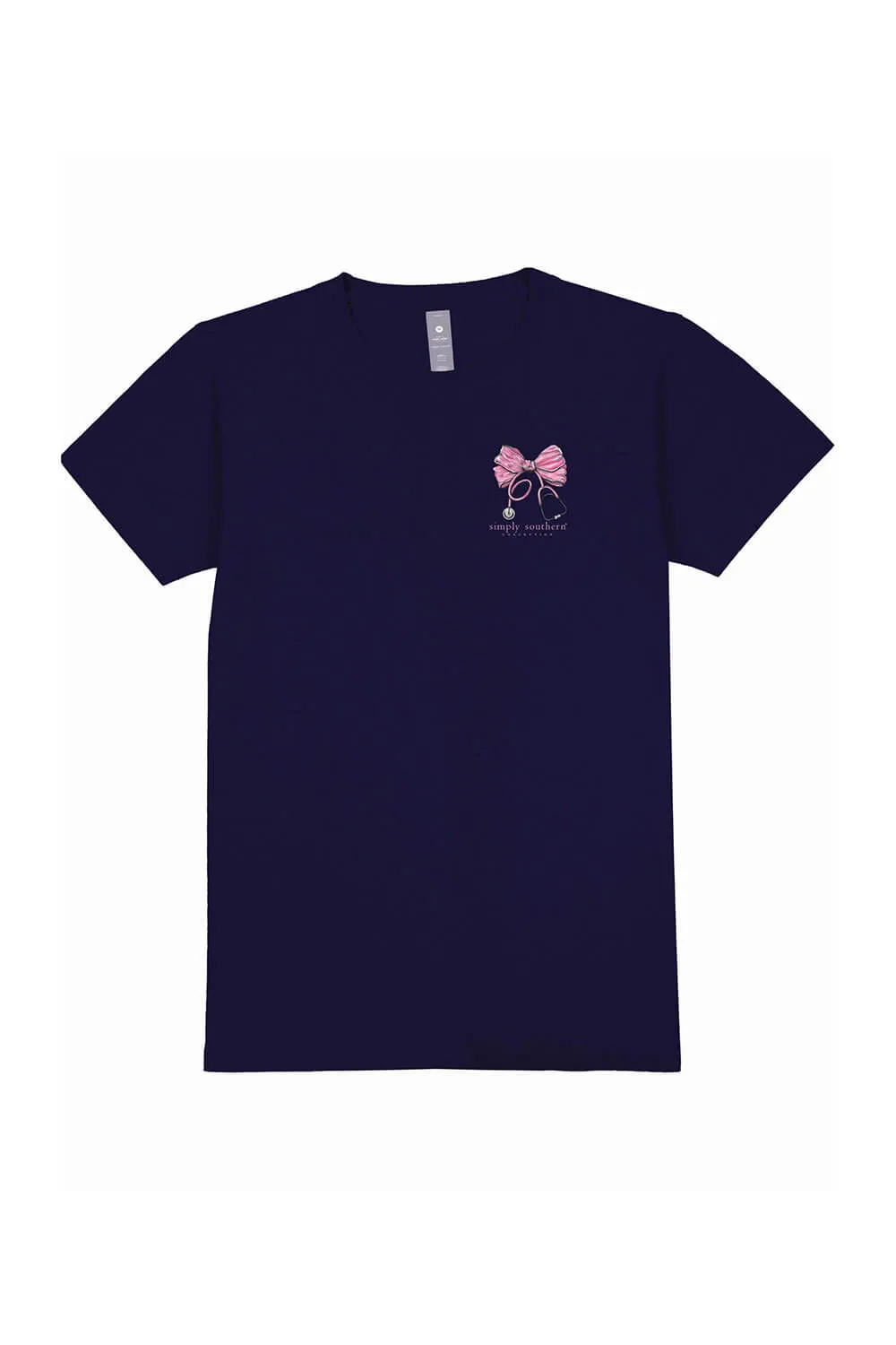Simply Southern Pink Bow Nurse T-Shirt for Women in Navy | SS-NURSE-NAVY