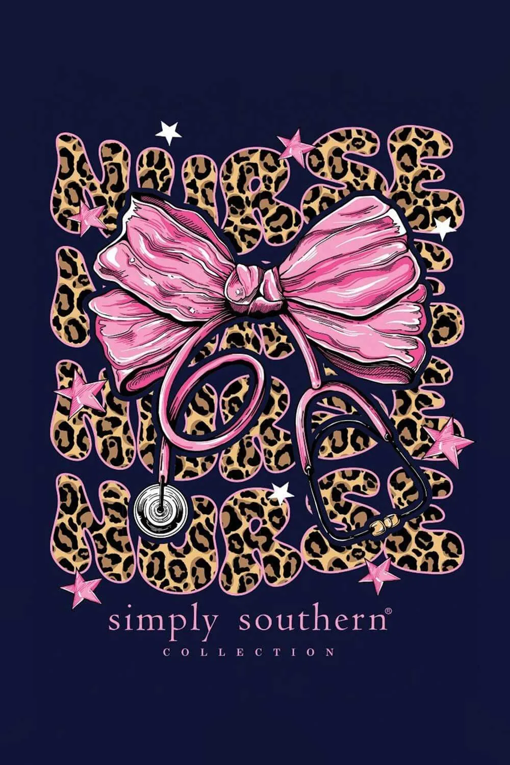 Simply Southern Pink Bow Nurse T-Shirt for Women in Navy | SS-NURSE-NAVY
