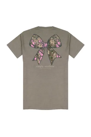 Simply Southern Plus Size Camo Bow T-Shirt for Women in Desert Heather  | EXT-SS-CAMOBOW-DESERTHTHR