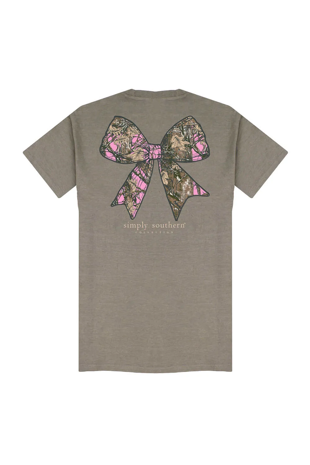 Simply Southern Plus Size Camo Bow T-Shirt for Women in Desert Heather  | EXT-SS-CAMOBOW-DESERTHTHR