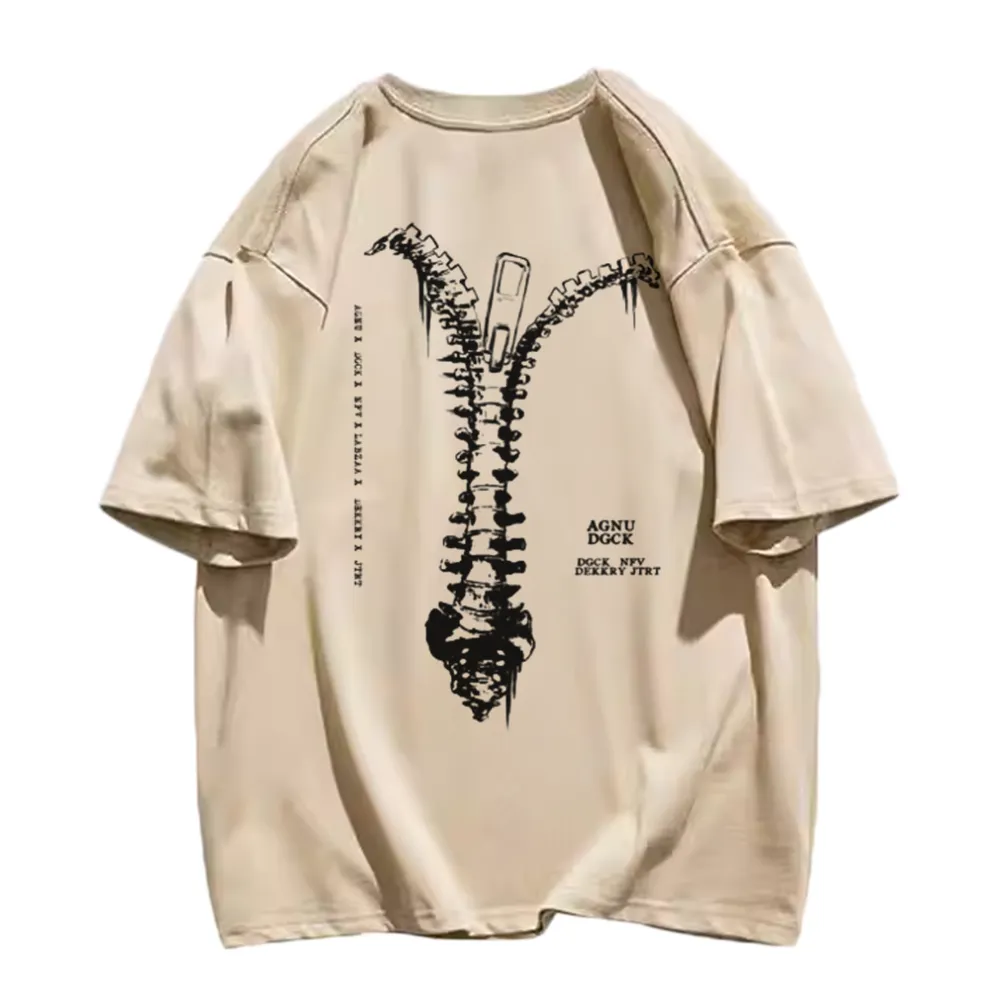 Skeleton Zipper Graphic T-Shirt