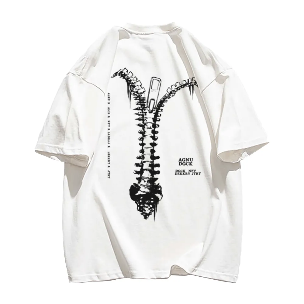 Skeleton Zipper Graphic T-Shirt
