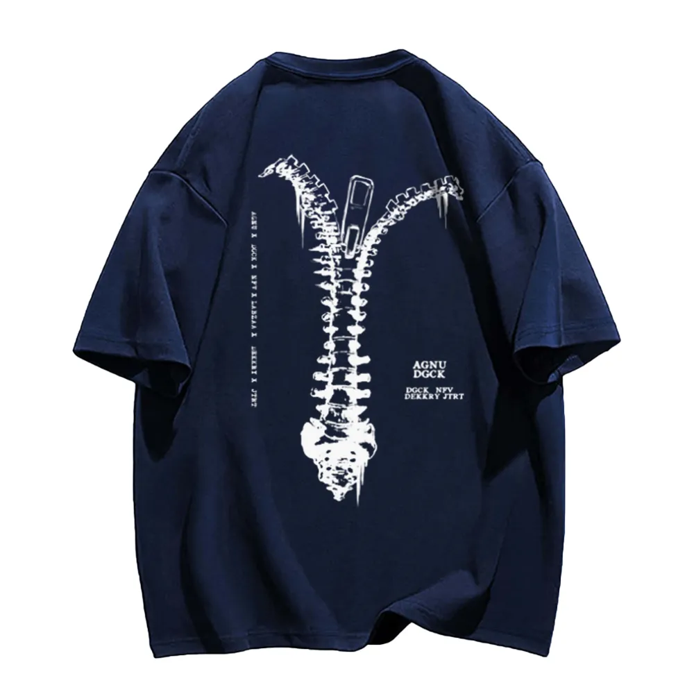 Skeleton Zipper Graphic T-Shirt