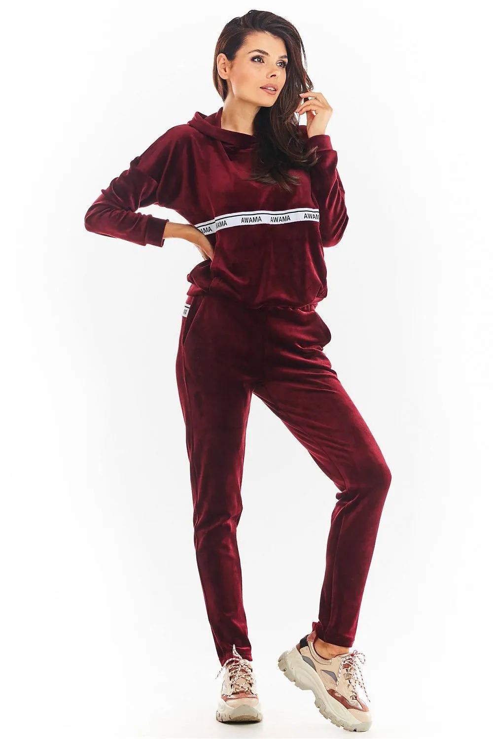 Sleek Velour Tapered Tracksuit Trousers