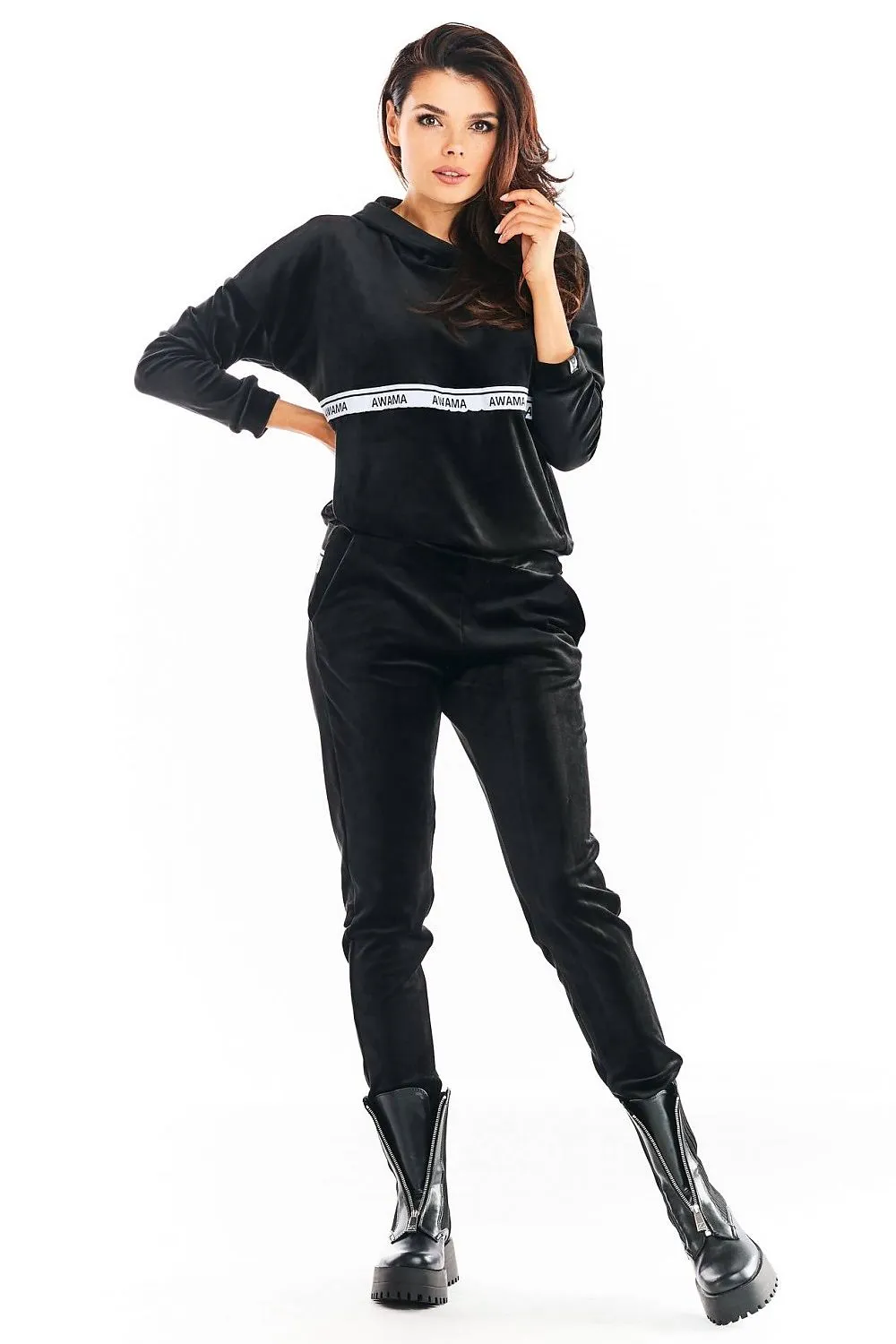 Sleek Velour Tapered Tracksuit Trousers