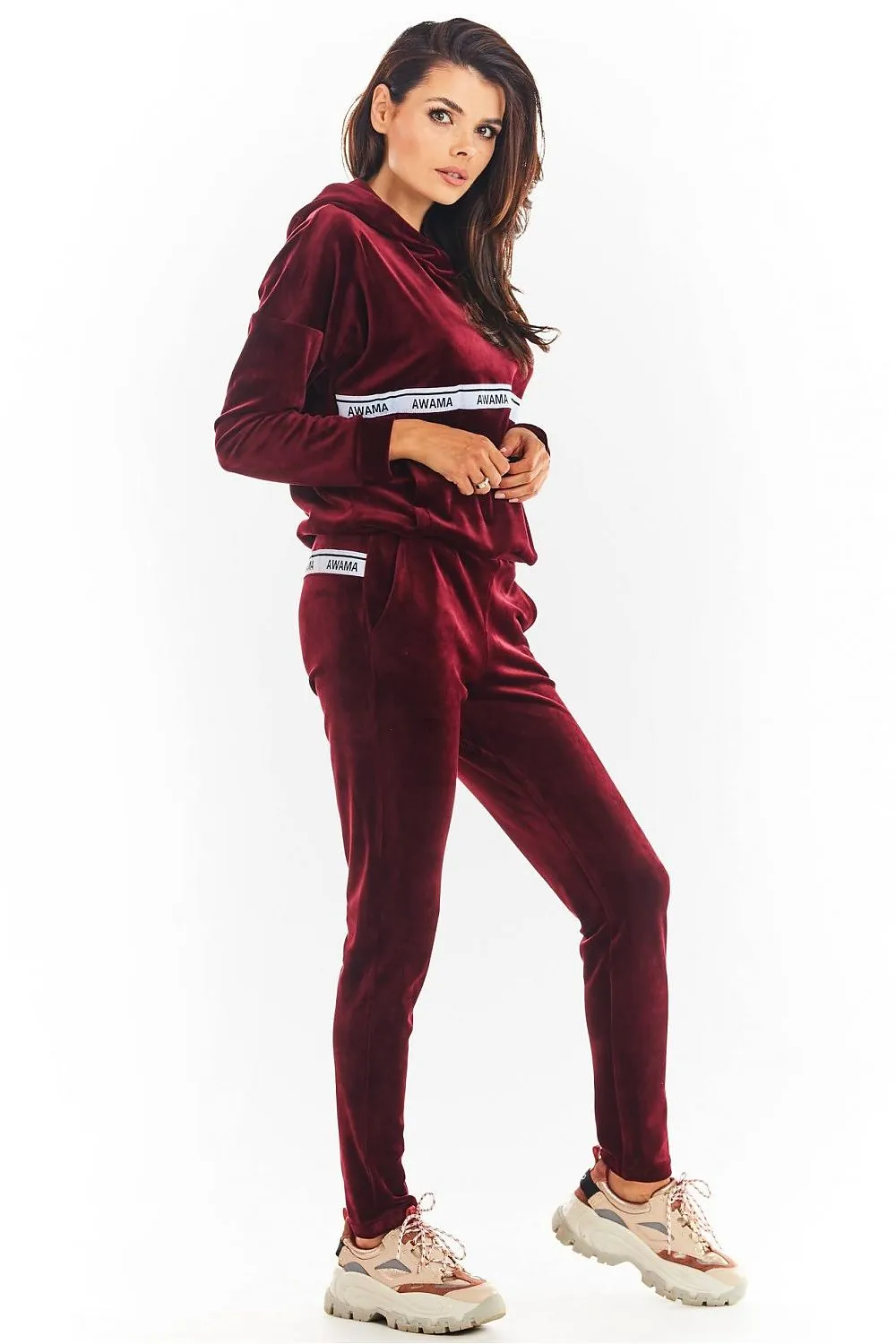 Sleek Velour Tapered Tracksuit Trousers