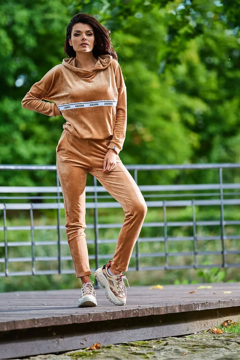Sleek Velour Tapered Tracksuit Trousers