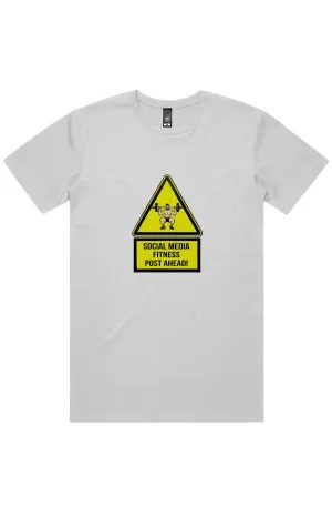 Social Media Fitness Post Caution Sign Short Sleeve Staple T-Shirt