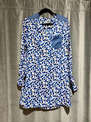 Sonia by Sonia Rykiel Denim and Floral Long Sleeve Dress