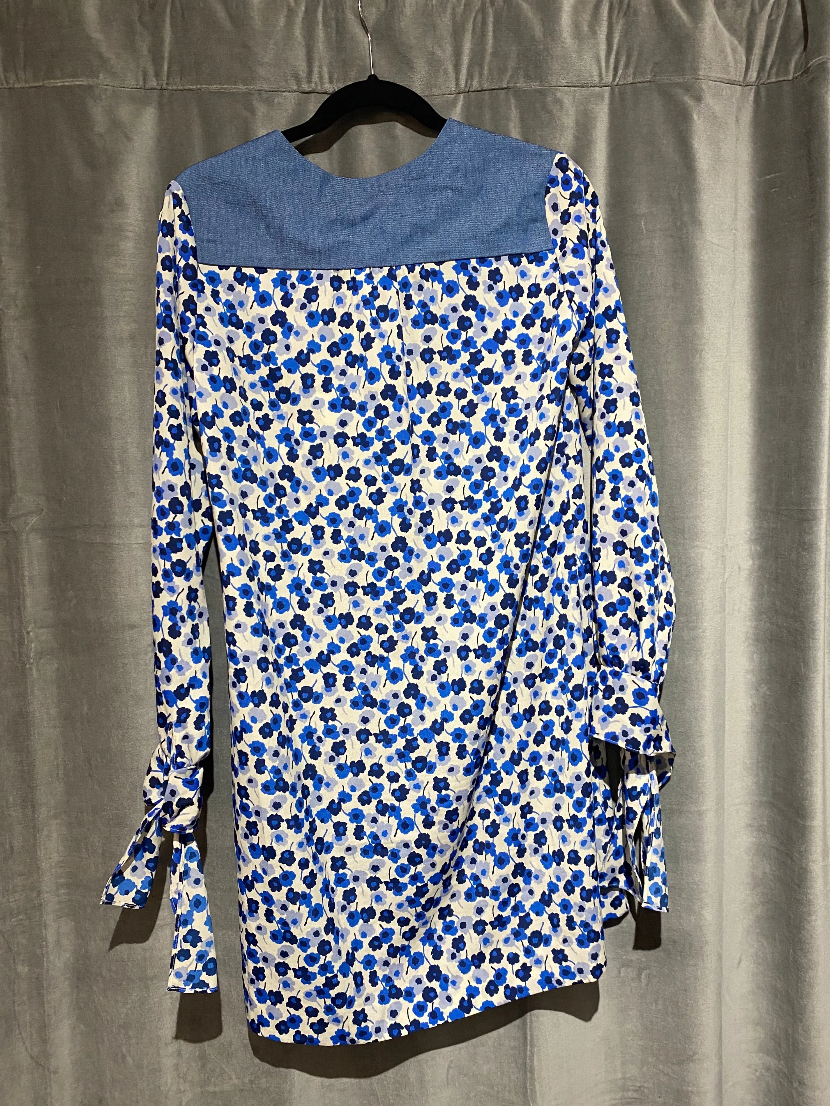 Sonia by Sonia Rykiel Denim and Floral Long Sleeve Dress