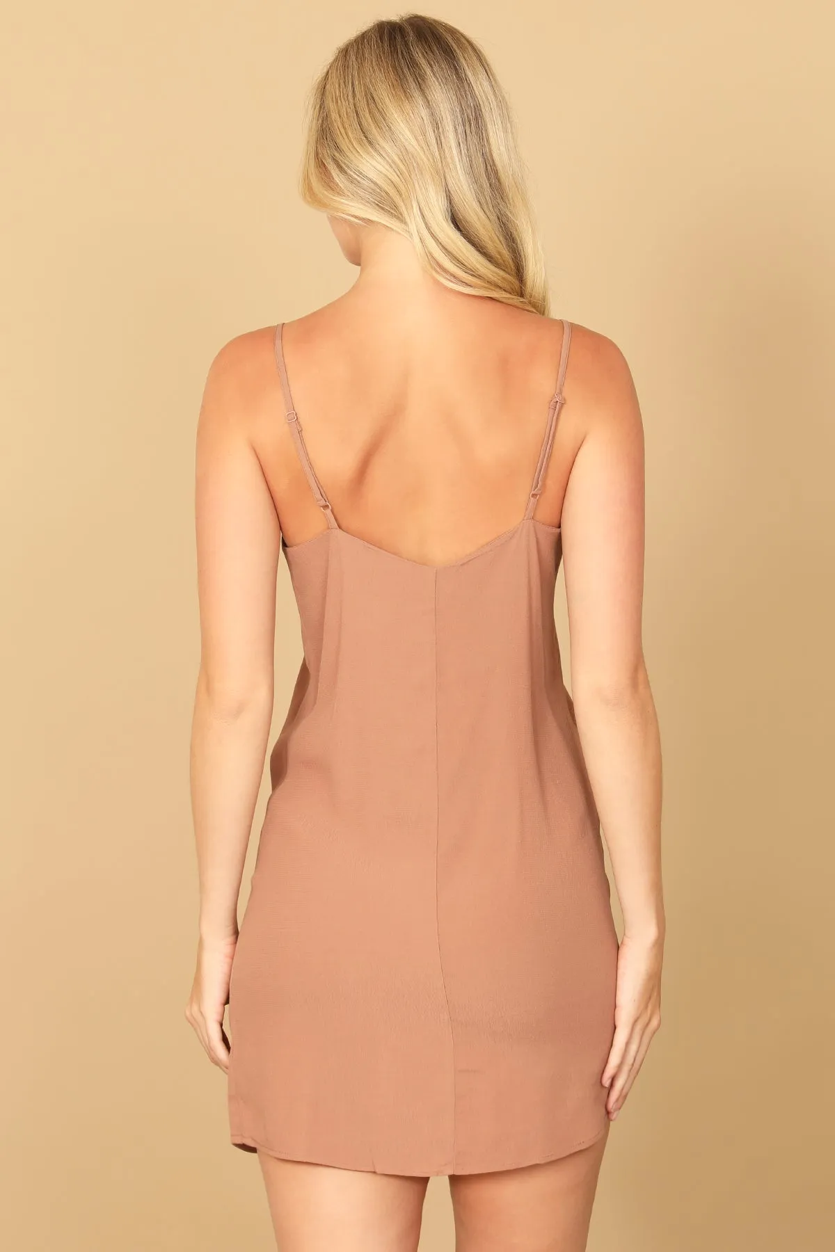 SPAGHETTI STRAP V-NECK MINI DRESS