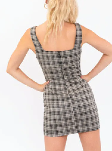 Square Neck Slit Mini Dress