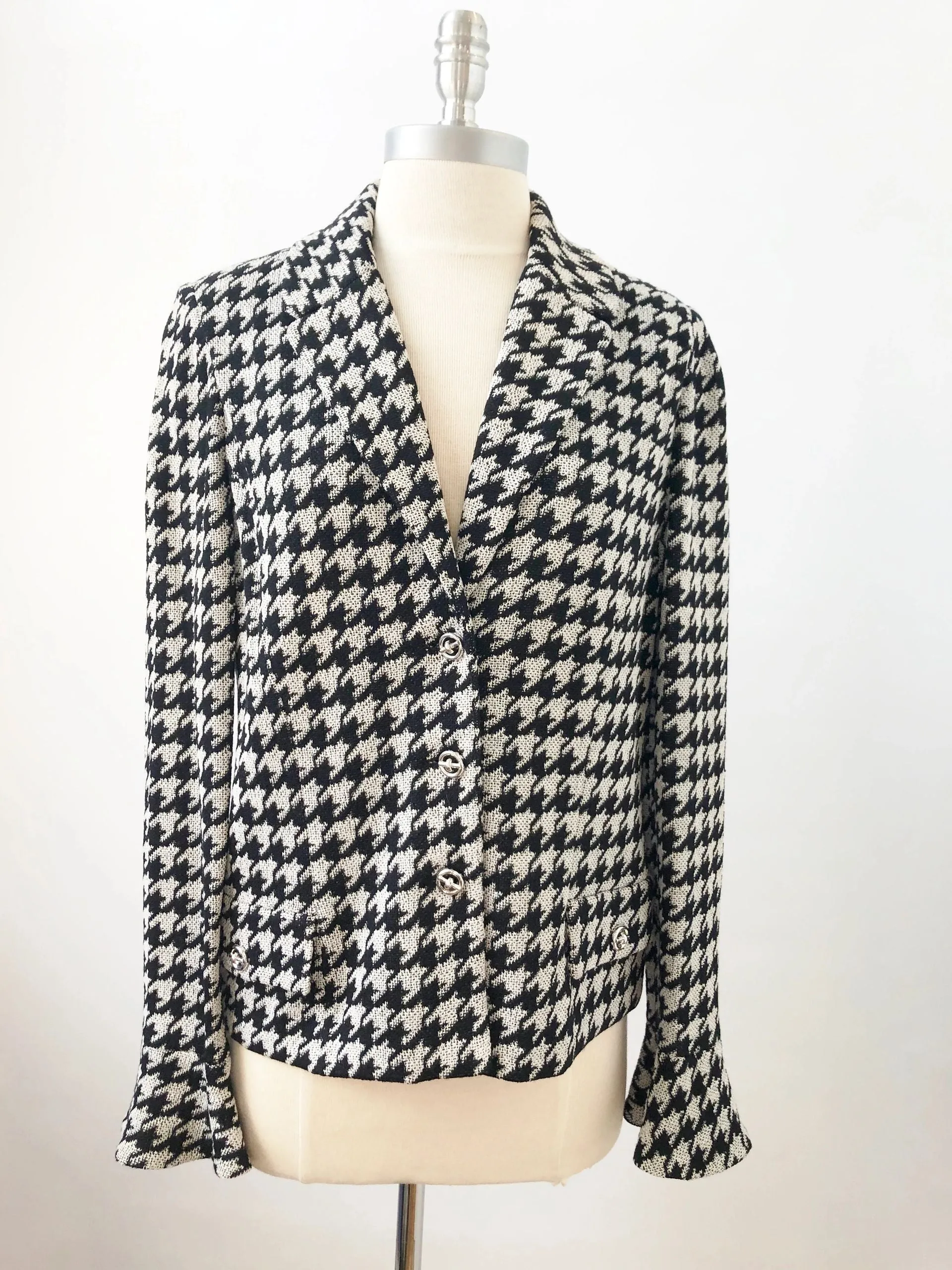 St. John Collection Houndstooth Knit Jacket Size 10