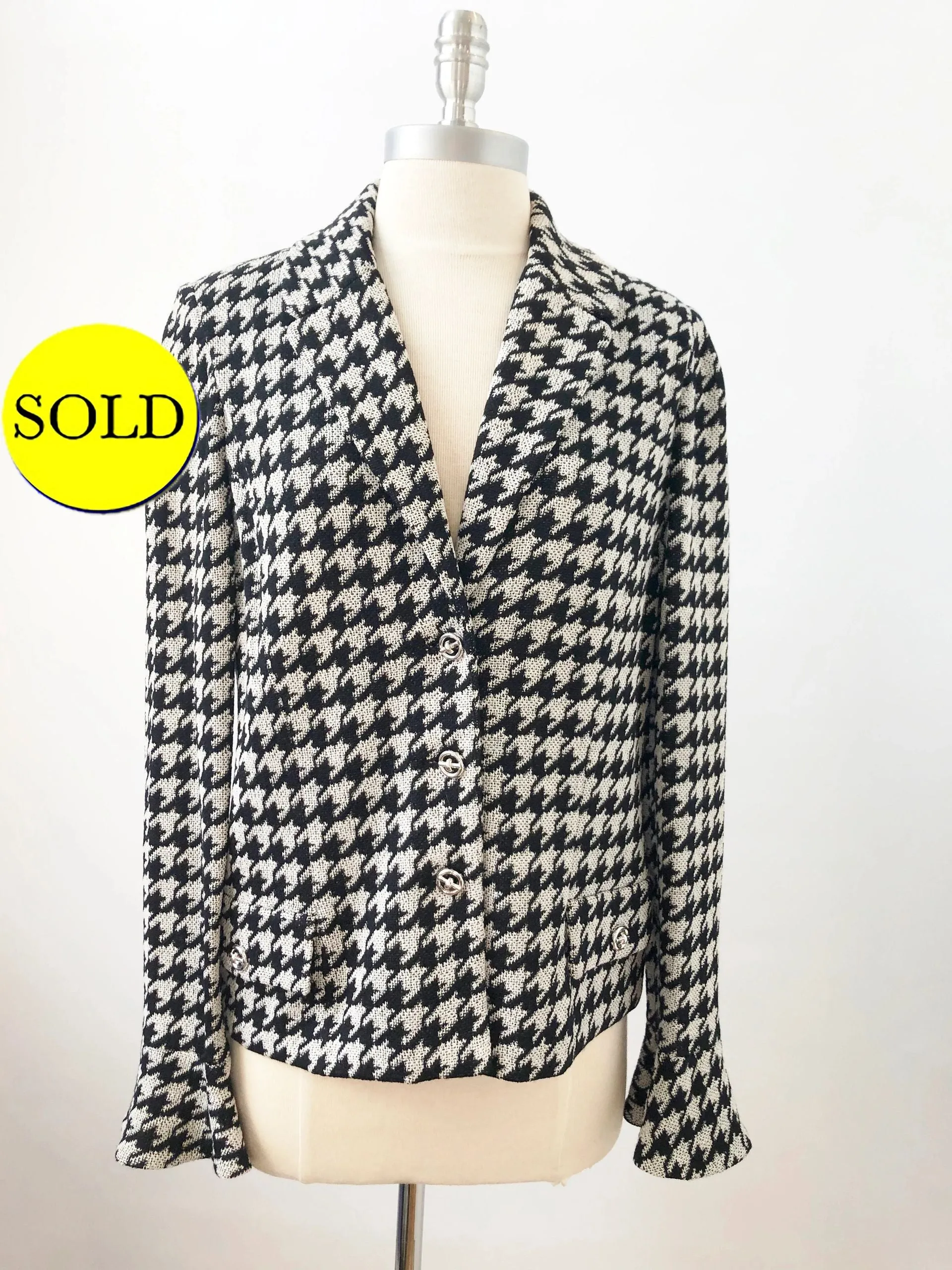 St. John Collection Houndstooth Knit Jacket Size 10