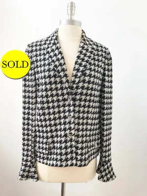 St. John Collection Houndstooth Knit Jacket Size 10