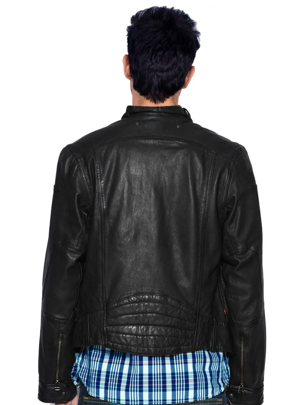 Stalwart Men's Genuine Leather Biker Jacket for Men