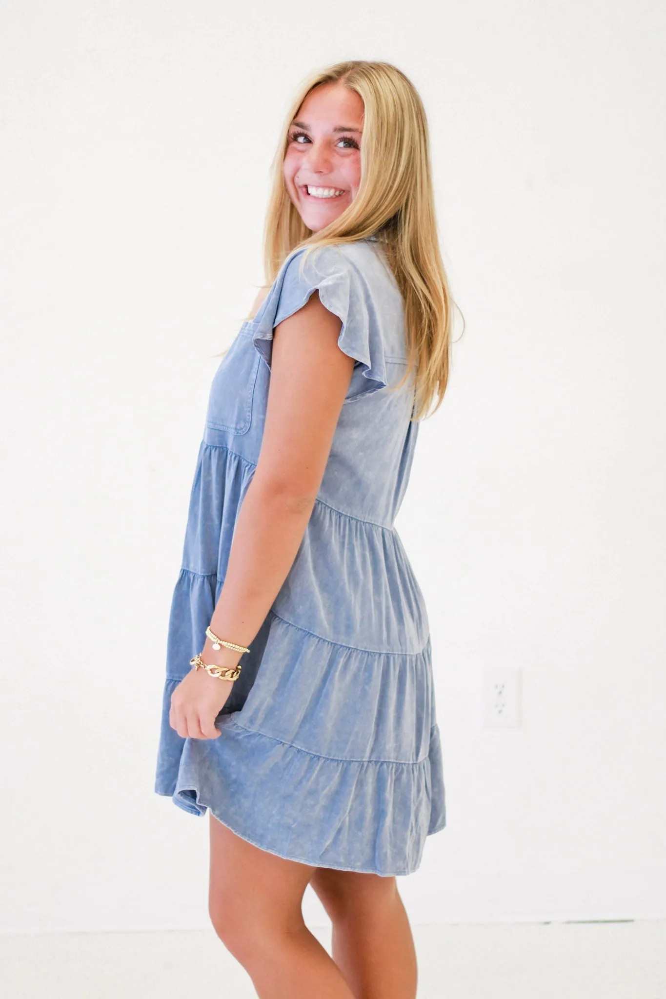 State Fair Tiered Denim Dress