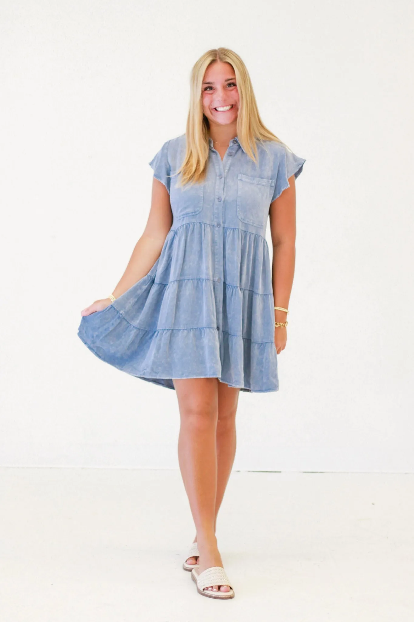 State Fair Tiered Denim Dress