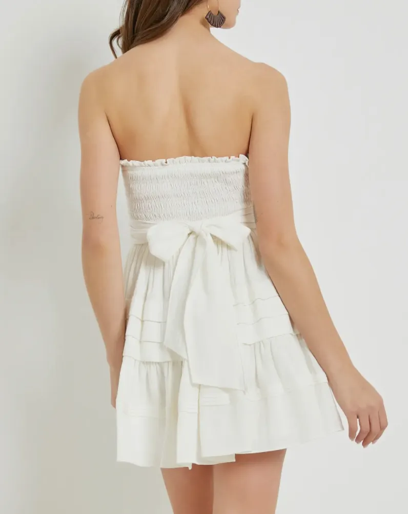 Strapless Smocked Tiered Mini Dress