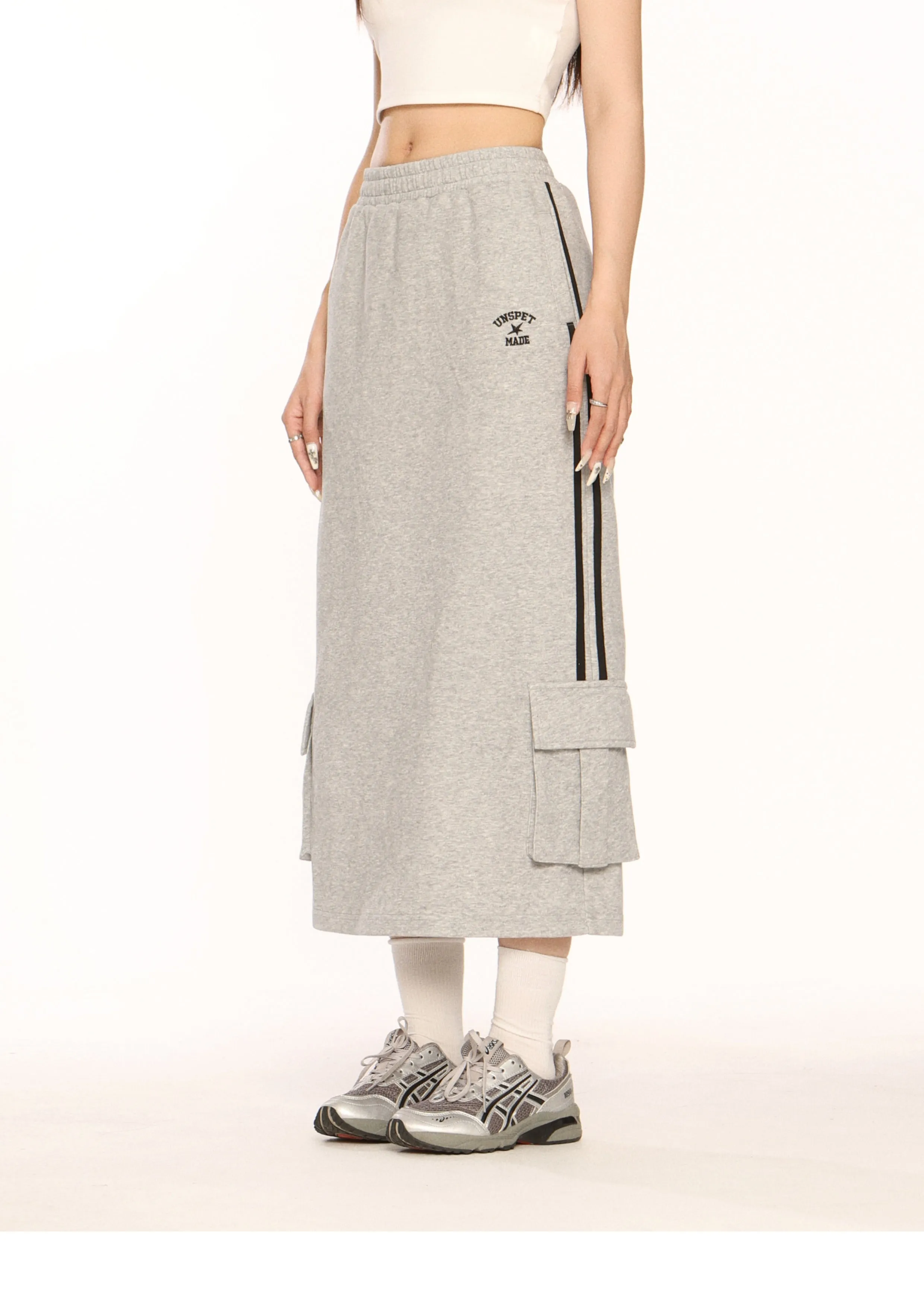 Stripe cargo sports style skirt