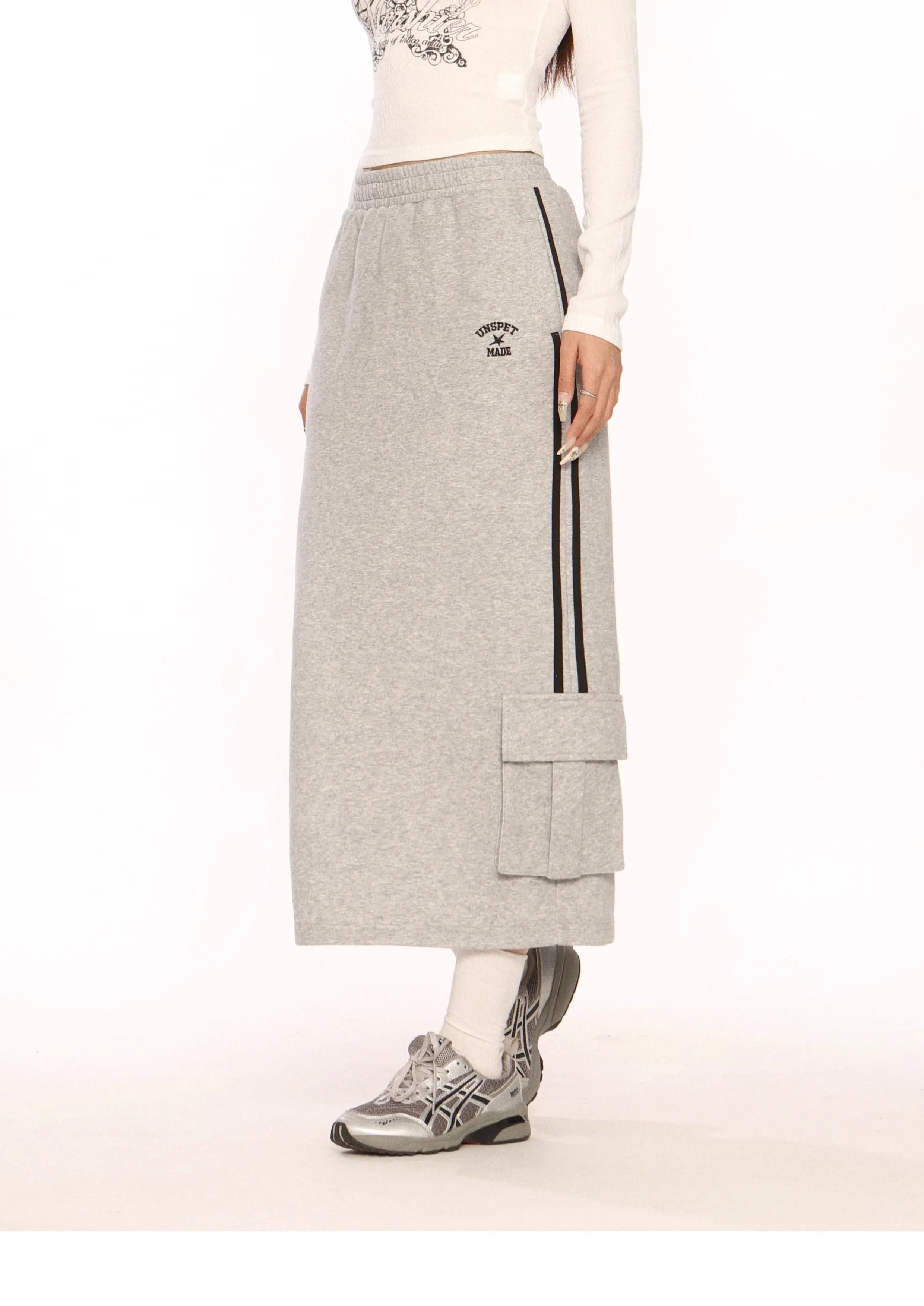 Stripe cargo sports style skirt