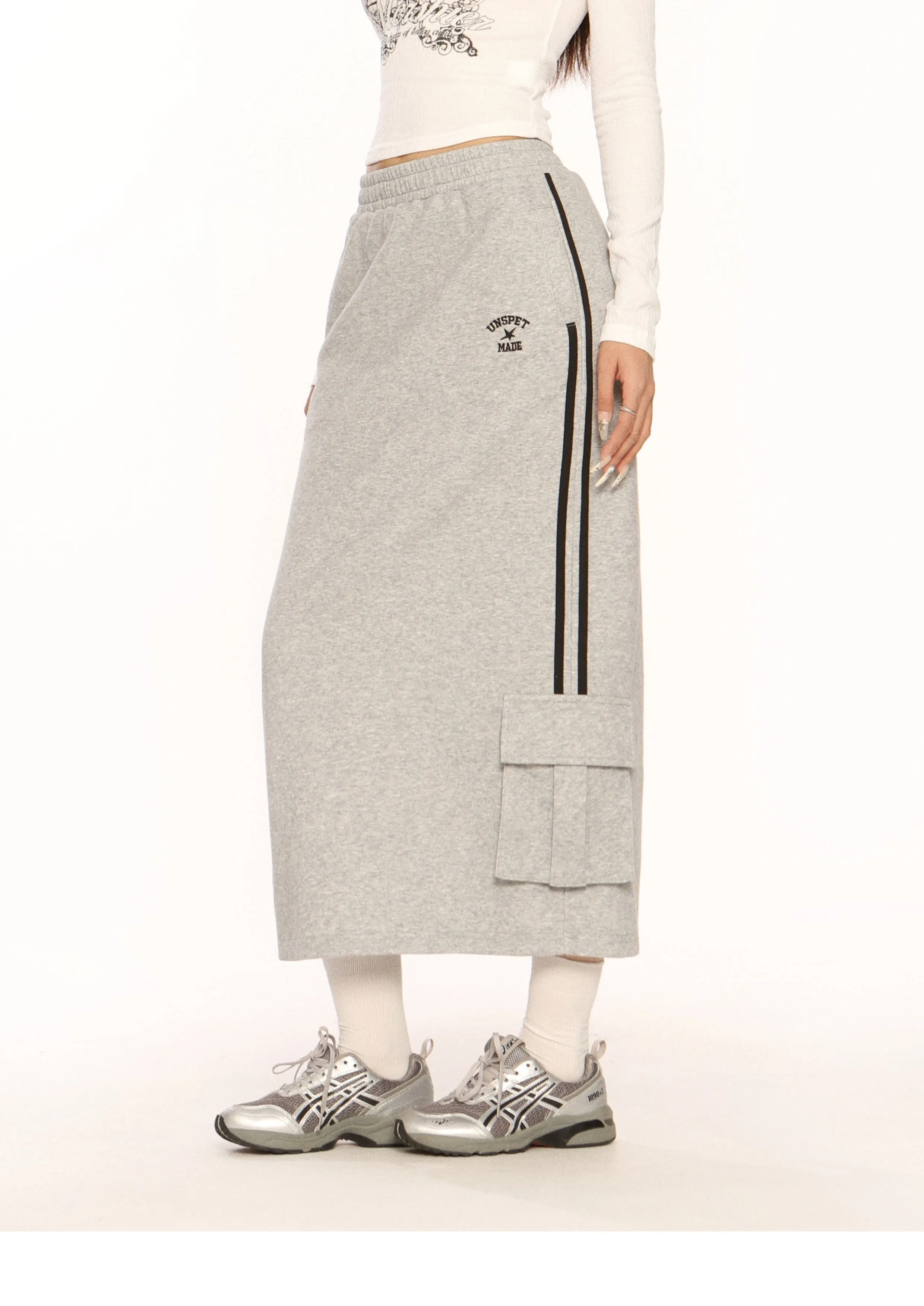 Stripe cargo sports style skirt