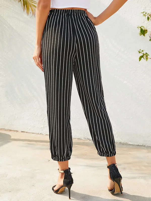 Stripe Cropped Tapered Pants