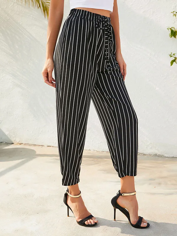 Stripe Cropped Tapered Pants