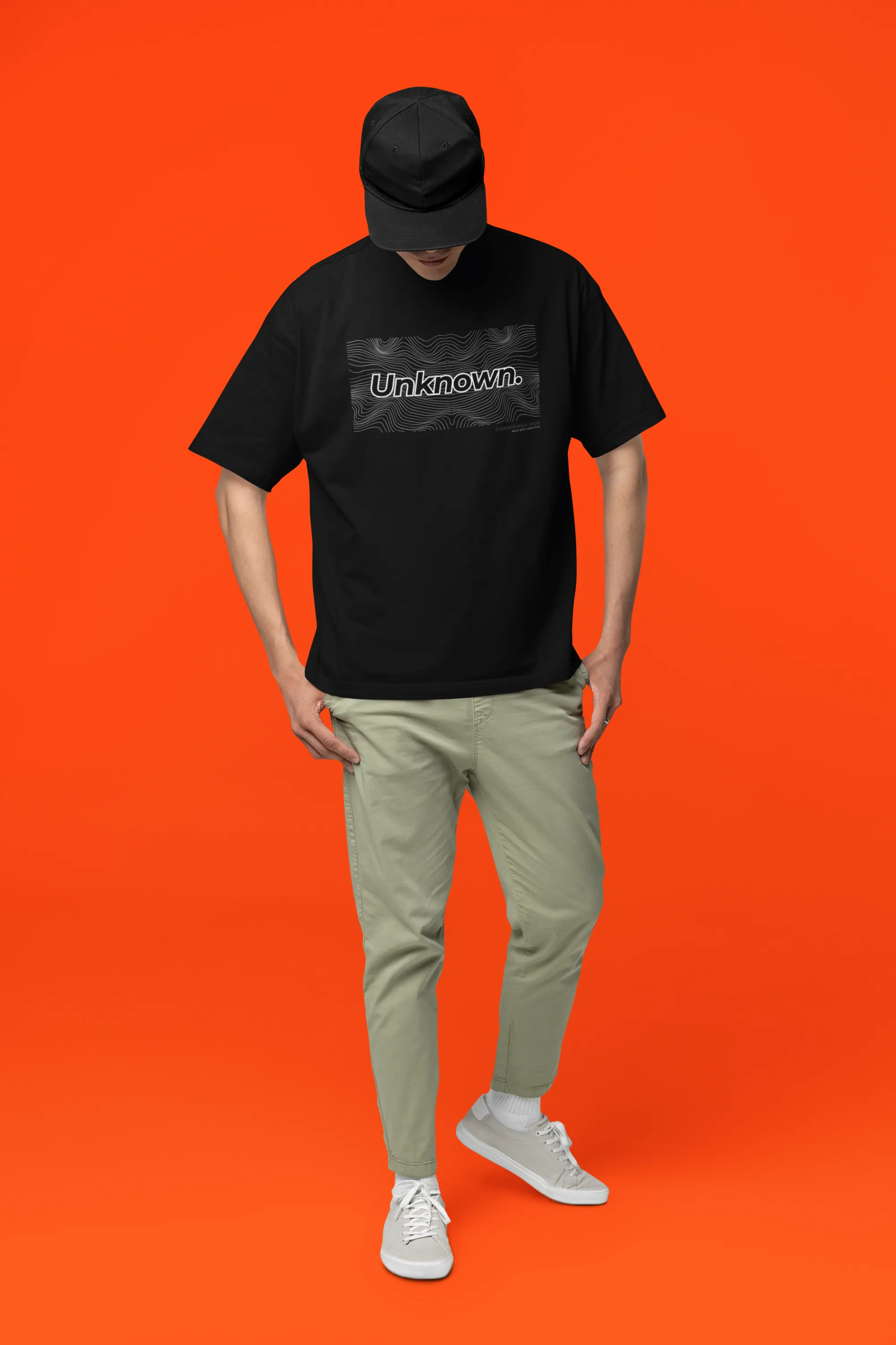Stylish Oversized Black T-Shirt with 'Unknown' Graphic – Modern Minimalist Look