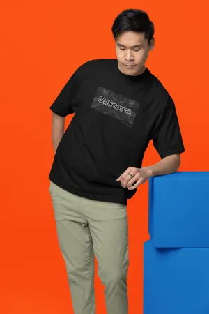 Stylish Oversized Black T-Shirt with 'Unknown' Graphic – Modern Minimalist Look