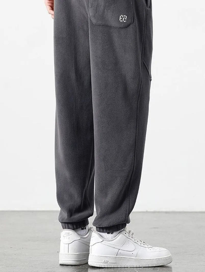 Stylish Solid Casual Sweatpants with Embroidered Detail
