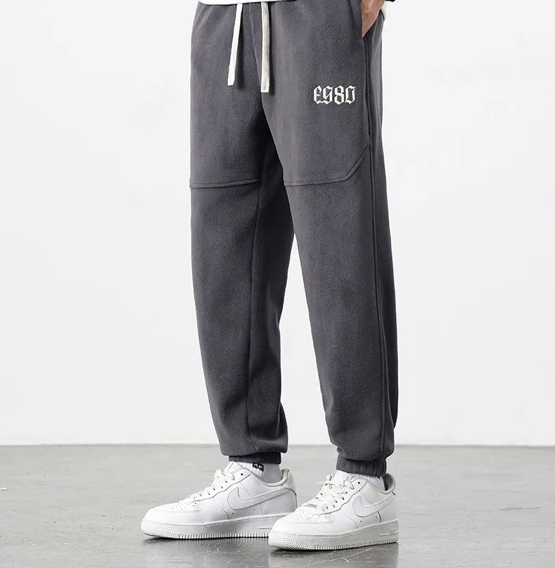 Stylish Solid Casual Sweatpants with Embroidered Detail
