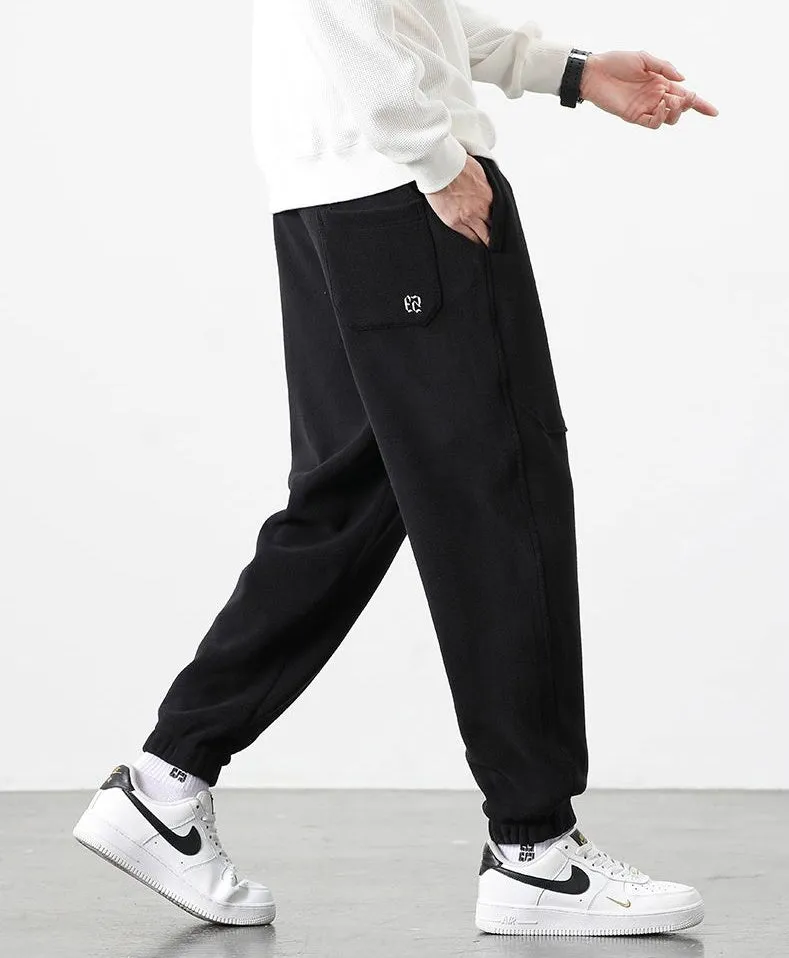 Stylish Solid Casual Sweatpants with Embroidered Detail