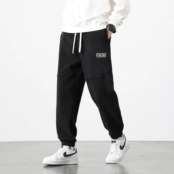 Stylish Solid Casual Sweatpants with Embroidered Detail