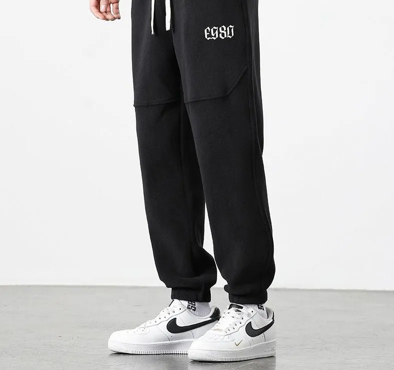 Stylish Solid Casual Sweatpants with Embroidered Detail