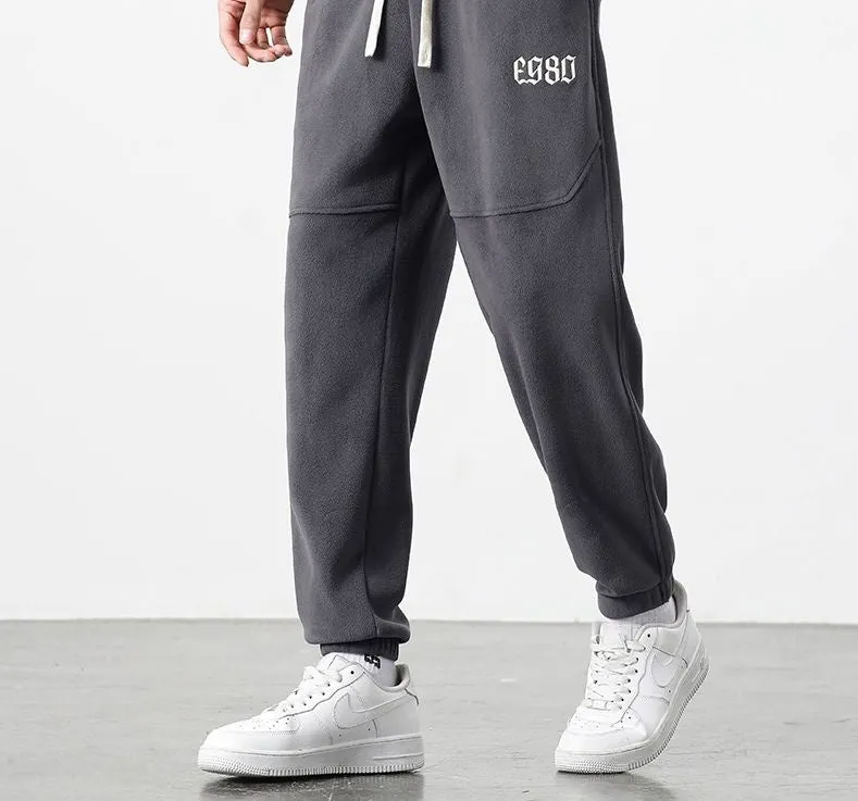 Stylish Solid Casual Sweatpants with Embroidered Detail