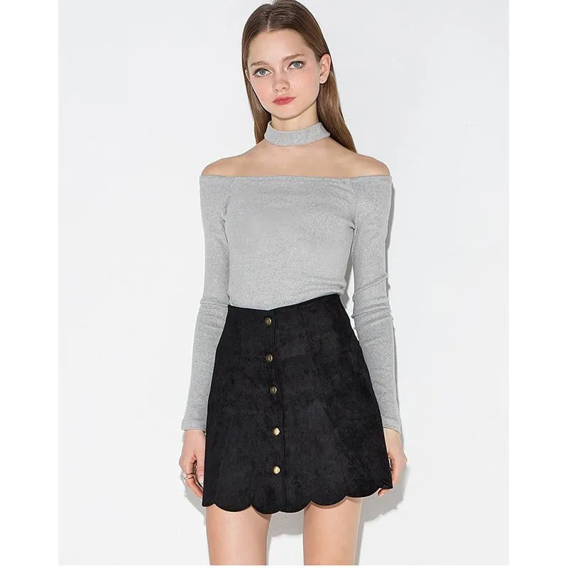Suede Mini Brown Skate Skirts A Line Women Skirt Female Vintage Skirt Ladies Women's Clothing Button Plus Size Cool
